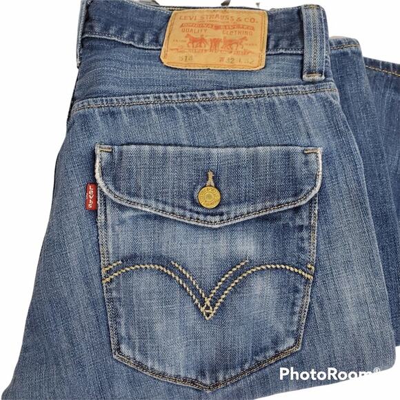 Levi's Distressed Blue Straight Leg Jeans - Picture 2 of 9